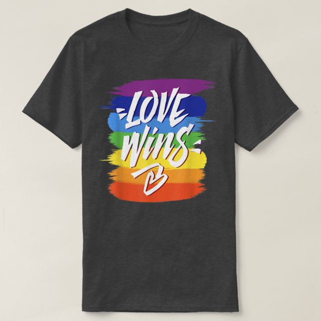 T-shirt L'amour gagne T Gay pride lesbien Rainbow Pride LG (Design devant)