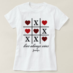 T-shirt L'amour gagne toujours Tic Tac Toe Red Buffalo Coe