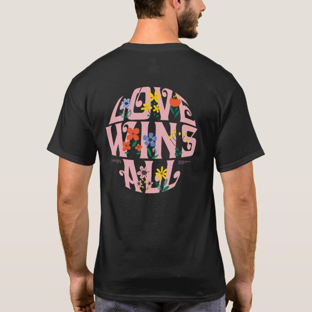 T-shirt L'amour gagne tout David Flo Dark, gay et allié fi (Dos)