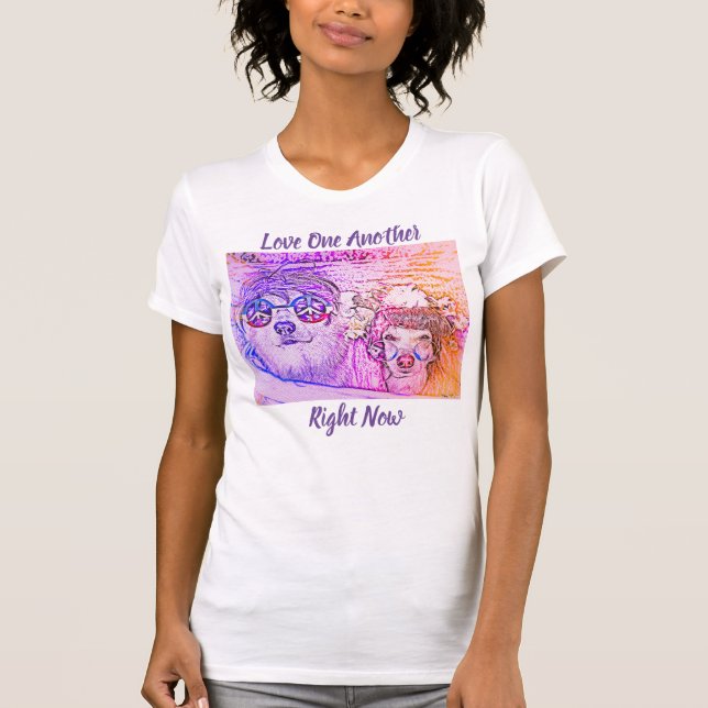 T-shirt L'amour un autre Hippie Corgi Tee - shirt (Devant)