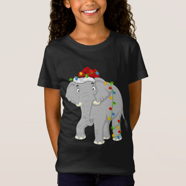 T-Shirt L'Amoureux des animaux éléphant Xmas Santa Hat Ele (Devant)