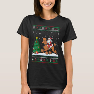 T-shirt Lampe de Noël moche Noël Père Noël Riding Poodle