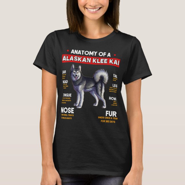 T-shirt L'Anatomie D'Un Klee Kai Dogs De L'Alaska Amateurs (Devant)