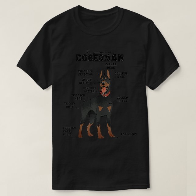 T-shirt L'anatomie hilarante d'un Doberman (Design devant)