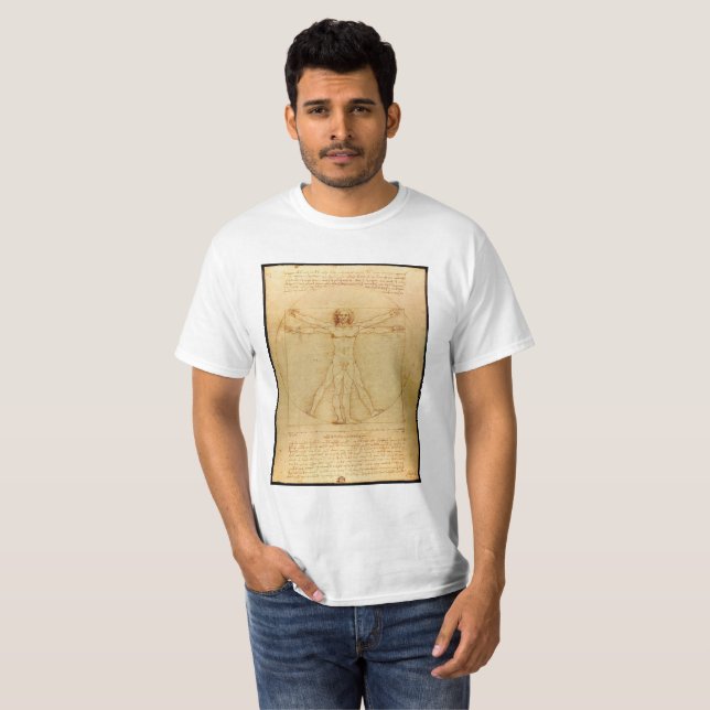 T-shirt L'anatomie humaine, Vitruvien par Léonard de Vinci (Devant entier)