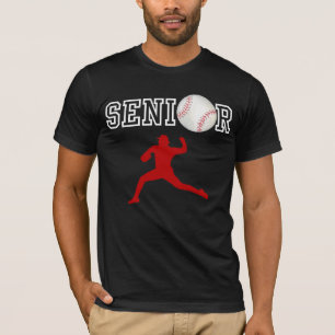 T-shirt Lanceur de baseball senior silhouette rouge