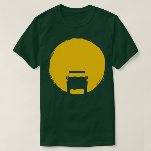 T-shirt Landrover Defender voiture soleil couchant 1 (Design devant)