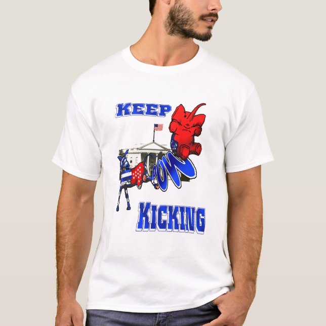 T-shirt L'âne Democratic contre l'éléphant républicain (Devant)