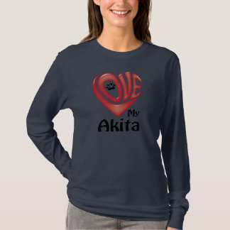 T - Shirt Lang-Hülse Frauen: Liebe mein Akita