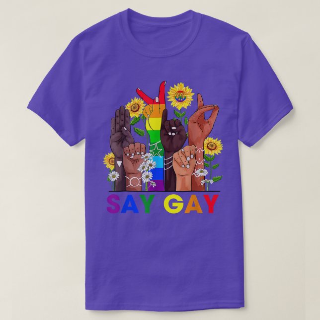 T-shirt Langue des signes à la main Dites Gay Talking LGBT (Design devant)
