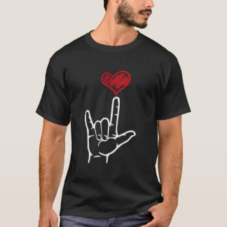 T-shirt Langue des signes américaine Je t'aime Main