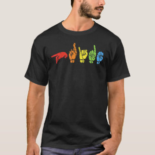 T-shirt Langue Des Signes Arc-En-Ciel Drapeau Gay Lgbt Sou
