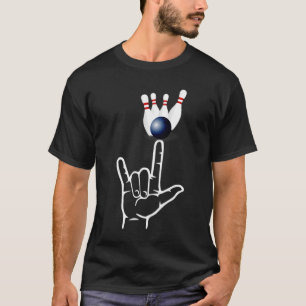 T-shirt Langue Des Signes Asl Bowling Sport Je T'Aime Main
