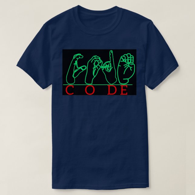 T-shirt Langue des signes ASL Sourd Mute Gesture CODE (Design devant)