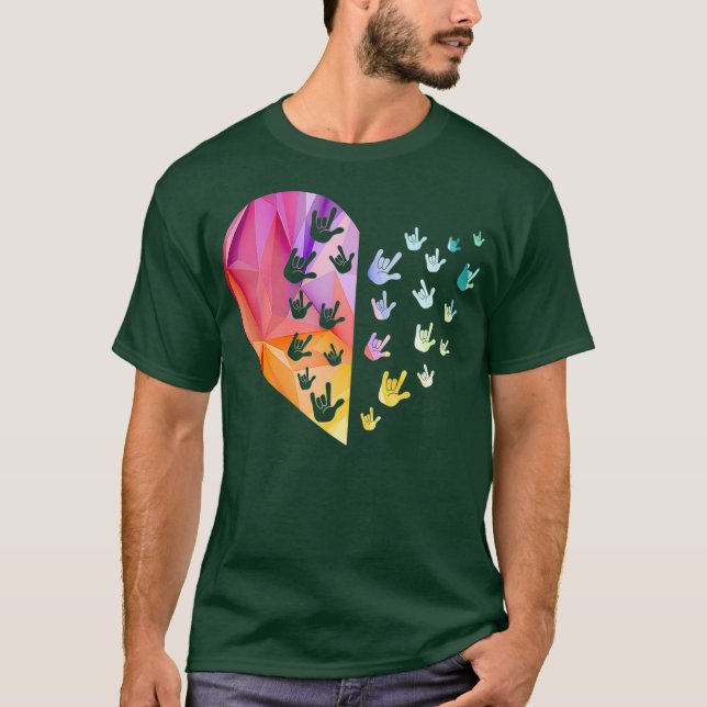 T-shirt Langue des signes Coeur ASL Cadeau sourd Cadeau AS (Devant)