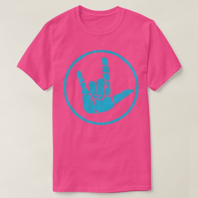 T-shirt Langue des signes I Love You Sign ASL Retro Distre (Design devant)