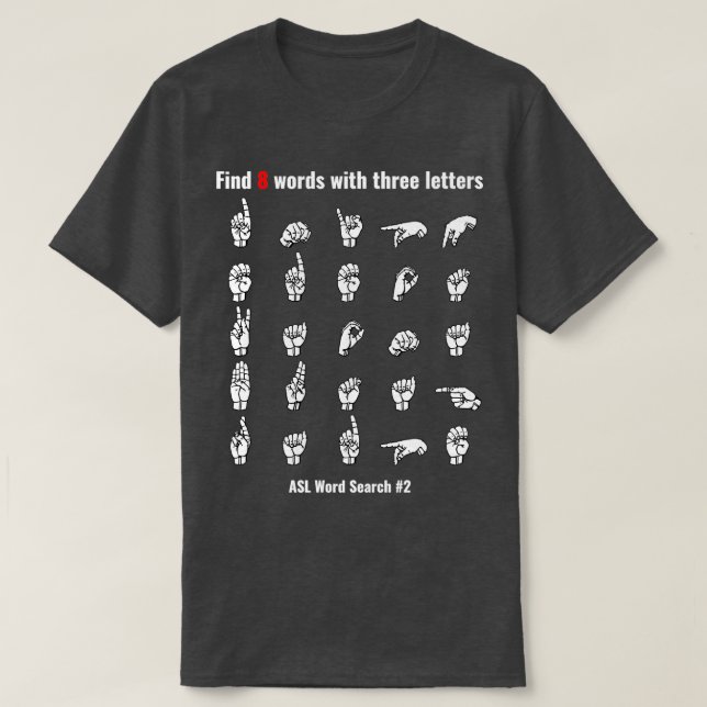 T-shirt Langue des signes Mot de recherche Puzzle 2 ASL La (Design devant)