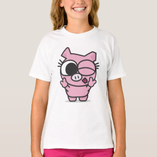 T-shirt Langue rose mignonne de clin d'oeil de paix de