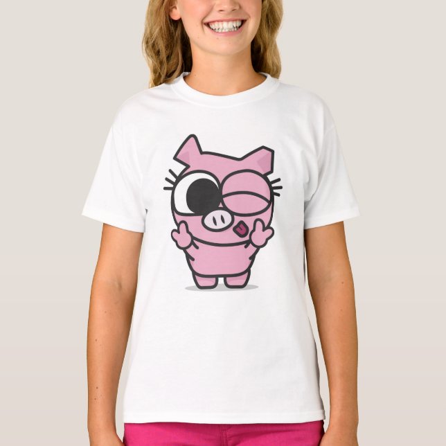 T-shirt Langue rose mignonne de clin d'oeil de paix de (Devant)