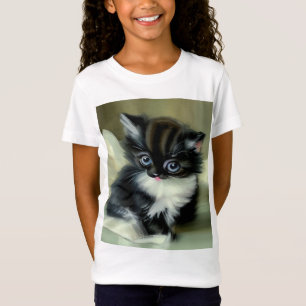 T-Shirt Langue vintage de Kitten noir et blanc