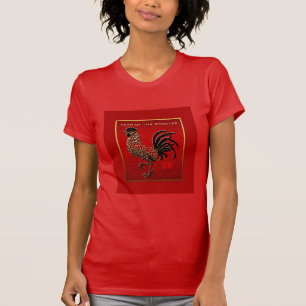 T-shirt L'année 2017 de coq a gravé l'effet émaux T rou