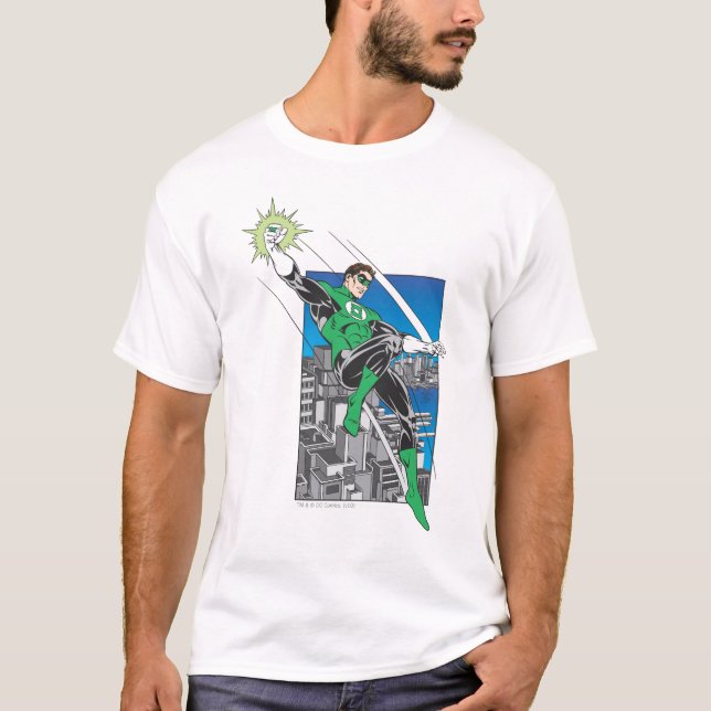 T-shirt Lanterne verte avec Arrière - plan de ville (Devant)