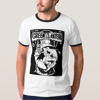 T-shirt Lanterne verte avec cape en combat, noir et blanc