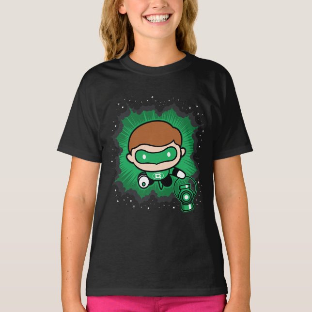 T-shirt Lanterne verte de Chibi qui traverse l'espace (Devant)
