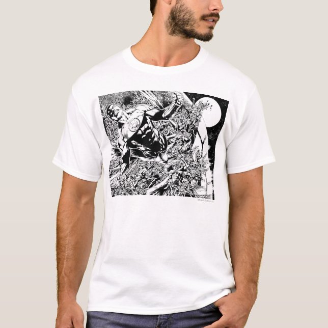 T-shirt Lanterne verte et Lune - Noir et Blanc (Devant)