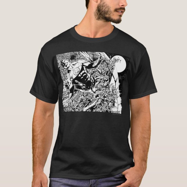 T-shirt Lanterne verte et Lune - Noir et Blanc (Devant)