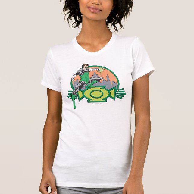 T-shirt Lanterne verte et paysage urbain (Devant)