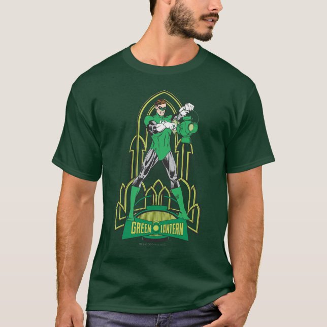 T-shirt Lanterne verte sur arrière - plan décoratif (Devant)