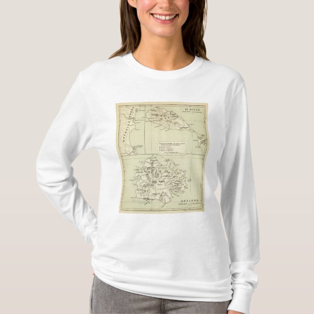 T-shirt L'Antigua a lithographié la carte (Devant)