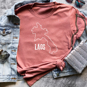 T-shirt Laos Carte du pays Laotien Laotien Ligne frontière