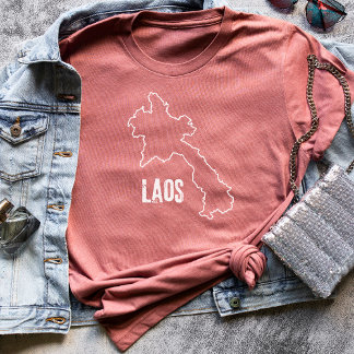 T-shirt Laos Carte du pays Laotien Laotien Ligne frontière