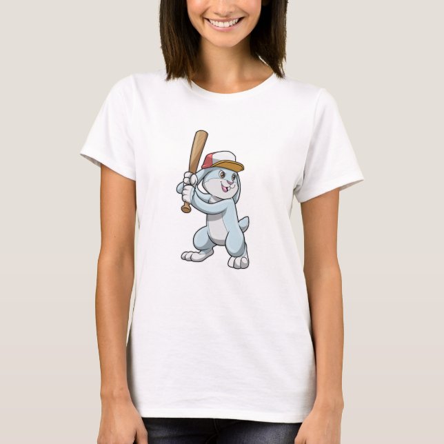 T-shirt Lapin au baseball avec batte de baseball (Devant)