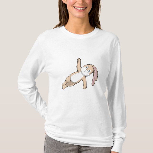 T-shirt Lapin au Yoga Stretching (Devant)