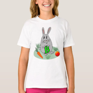 T-shirt Lapin avec la lettre B sur la pelouse