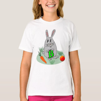 T-shirt Lapin avec la lettre B sur la pelouse