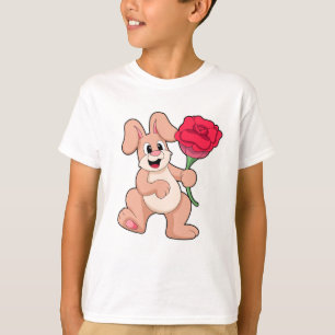 T-shirt Lapin avec Rose rouge