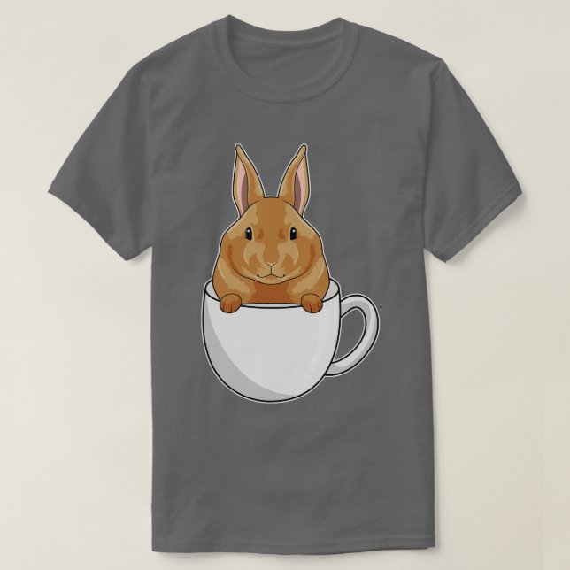 T-shirt Lapin avec tasse de café (Design devant)