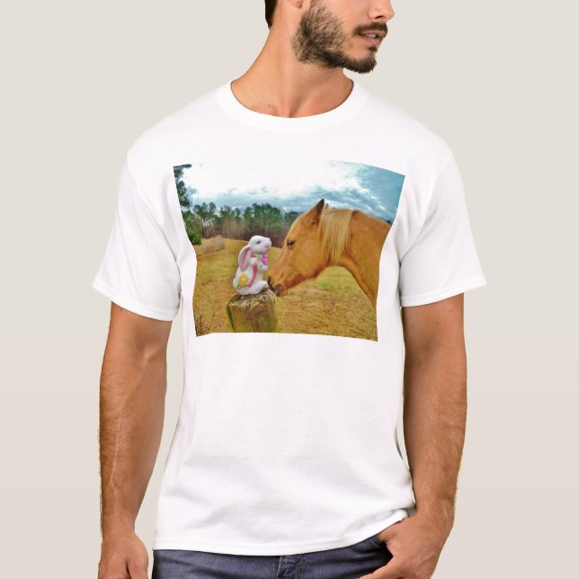 T-shirt Lapin blanc et Cheval jaune (Devant)