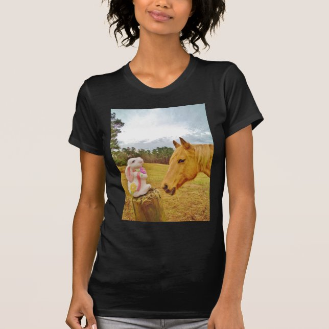 T-shirt Lapin blanc et Cheval jaune (Devant)