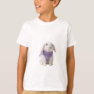 T-shirt Lapin Blanc Fluffy en Pull Violet Enfants