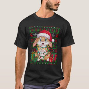 T-shirt Lapin Bunny Xmas Lumières Vilain Père Noël Chapeau