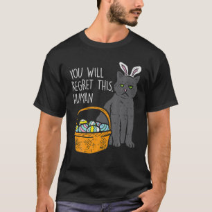 T-shirt Lapin Chat Noir Regret Ce Gif Humain Drôle Pâques
