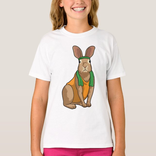 T-shirt Lapin comme coureur avec serviette (Devant)