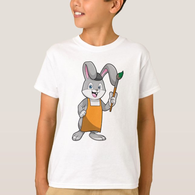 T-shirt Lapin comme Peintre avec pinceau (Devant)