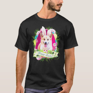 T-shirt Lapin Corgi Chien Jour de Pâques Joyeuses Chasse a