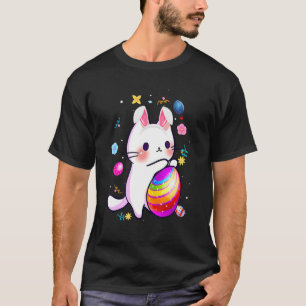 T-shirt Lapin de chat lapin Oeufs de Pâques Panier Oeufs d
